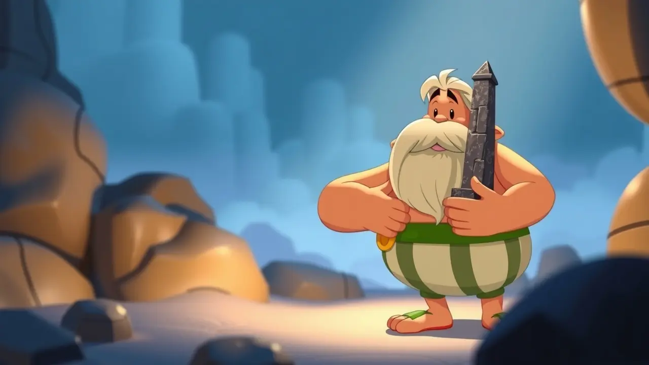 Obelix sorrindo em sonho