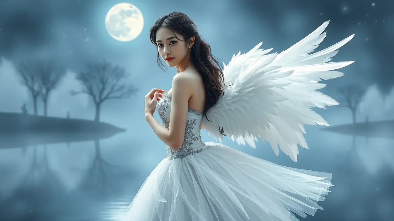 Odette se transformando em cisne, sonho e dualidade.