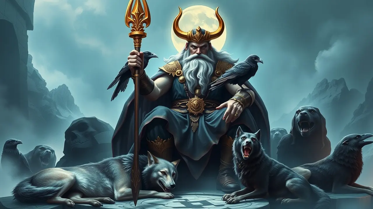Odin no trono, representação de sabedoria e poder