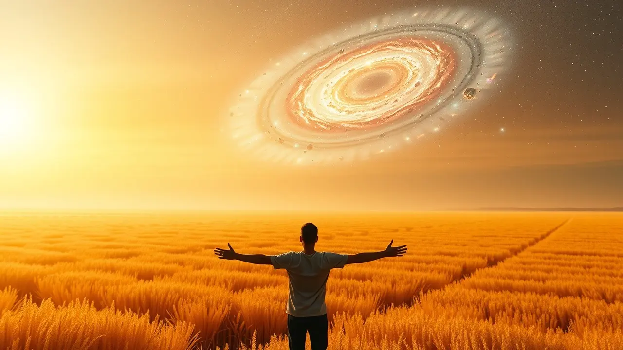 Pessoa contemplando o universo num sonho com Olam