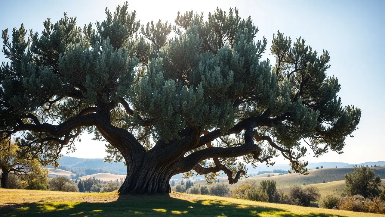 Oliveira centenária carregada de frutos