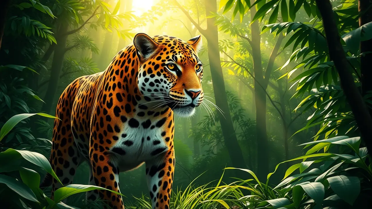 Onça-pintada majestosa na floresta amazônica