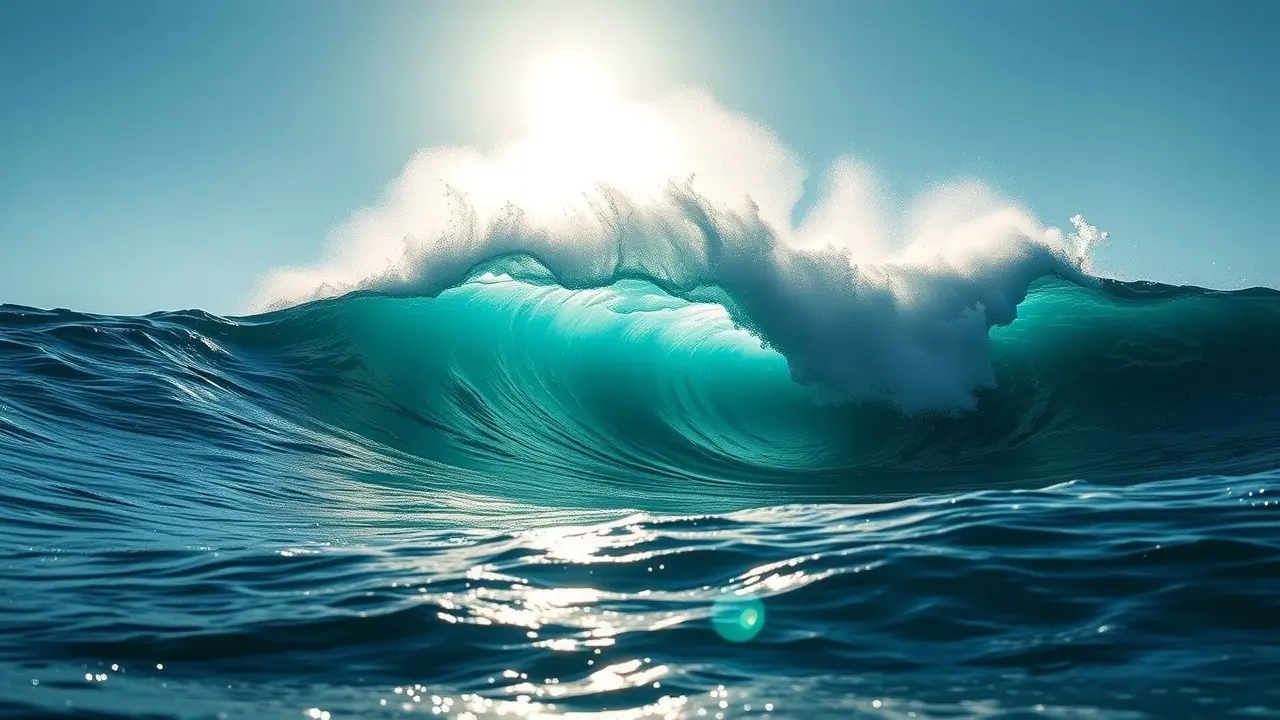 Significado de Sonhar com Onda: Interpretações e Simbolismos Onda gigante azul-petróleo quebrando.
