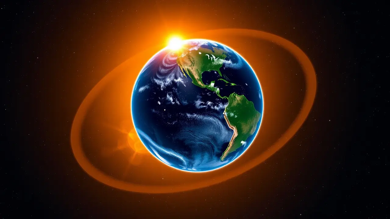 Visão da Terra em órbita ao redor do sol.