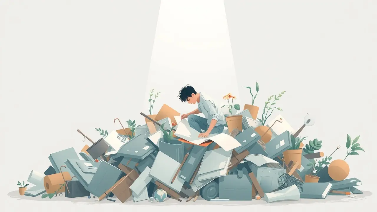 Significado de Sonhar com Ordenação: Decifre os Símbolos! Pessoa organizando objetos variados em sonho