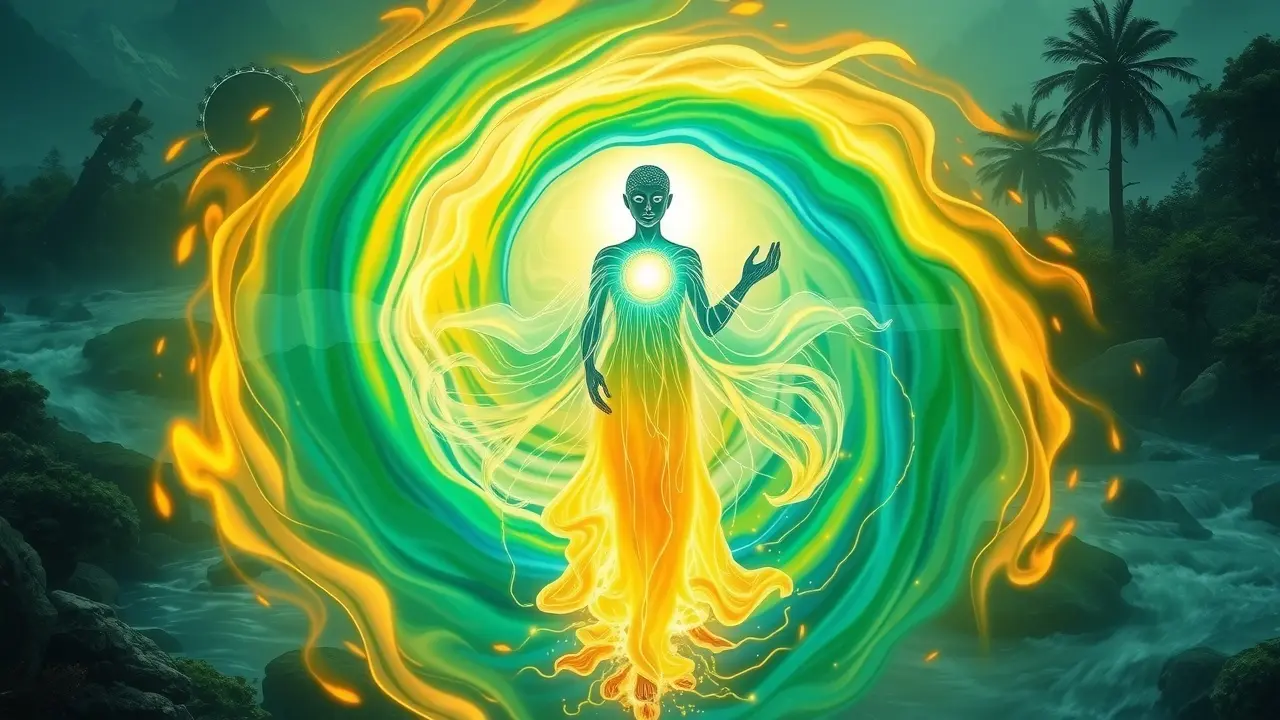 Sonhar com Orenda: Desvende os Mistérios e Simbolismos Mulher meditando em meio à energia Orenda.