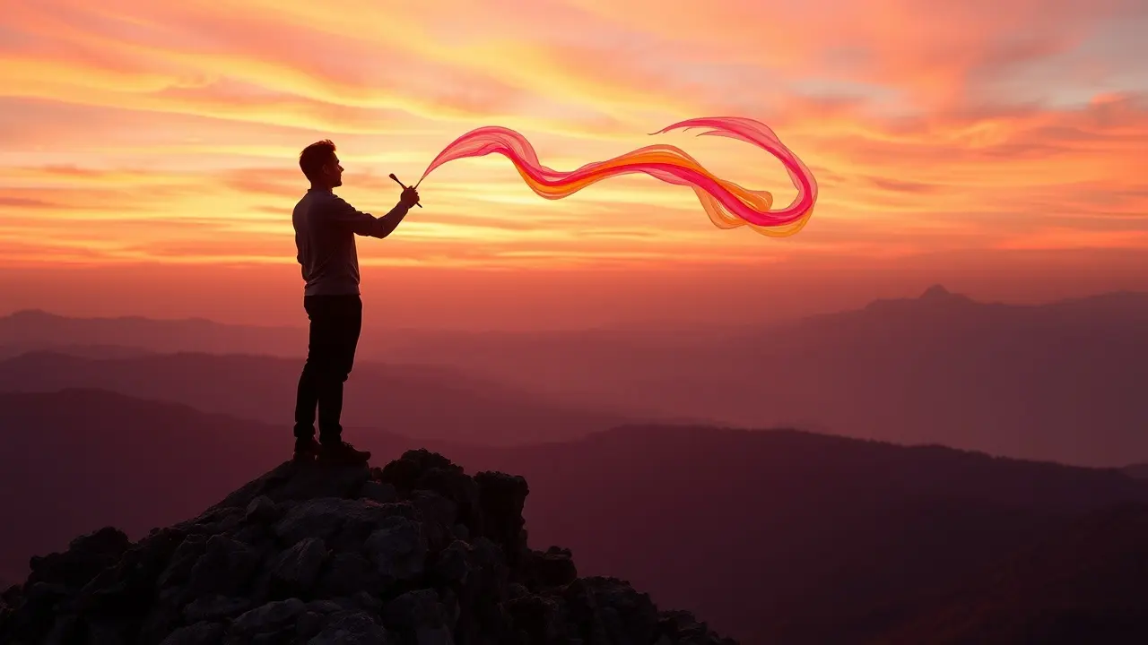 O Significado Profundo de Sonhar com Originalidade Sonho com originalidade: pessoa pintando o céu ao nascer do sol.