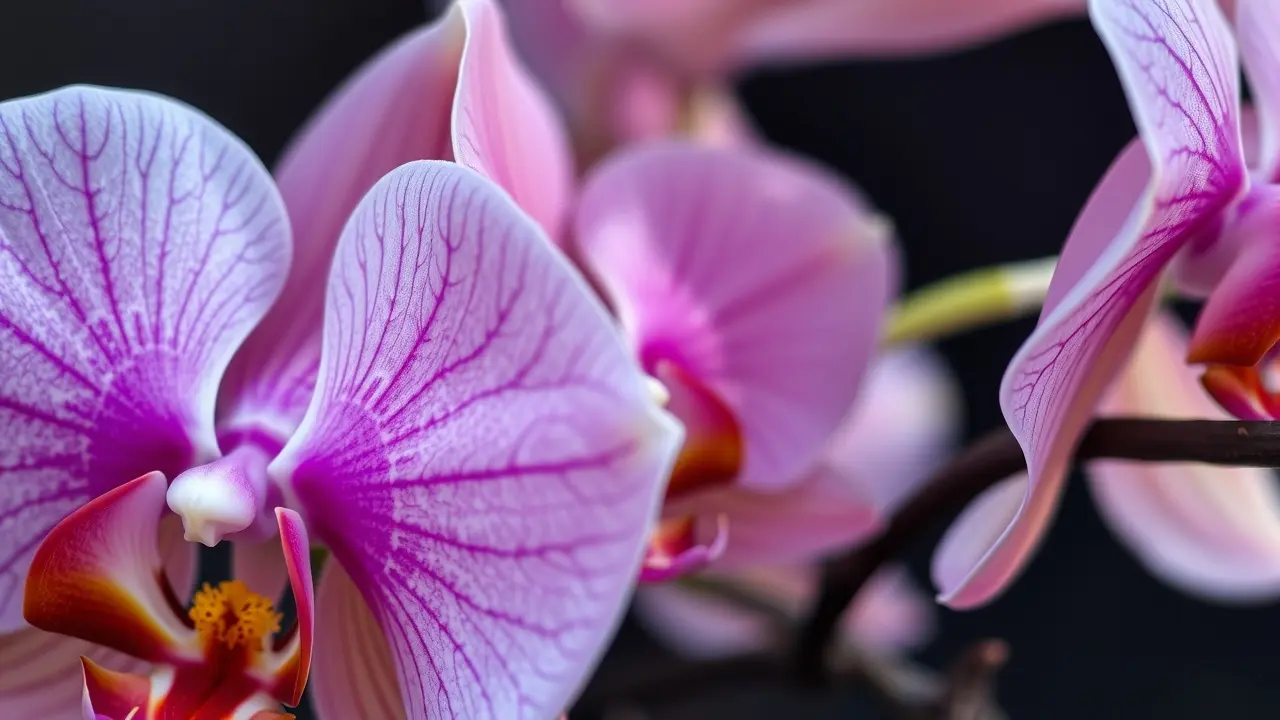 Orquídea colorida em close-up