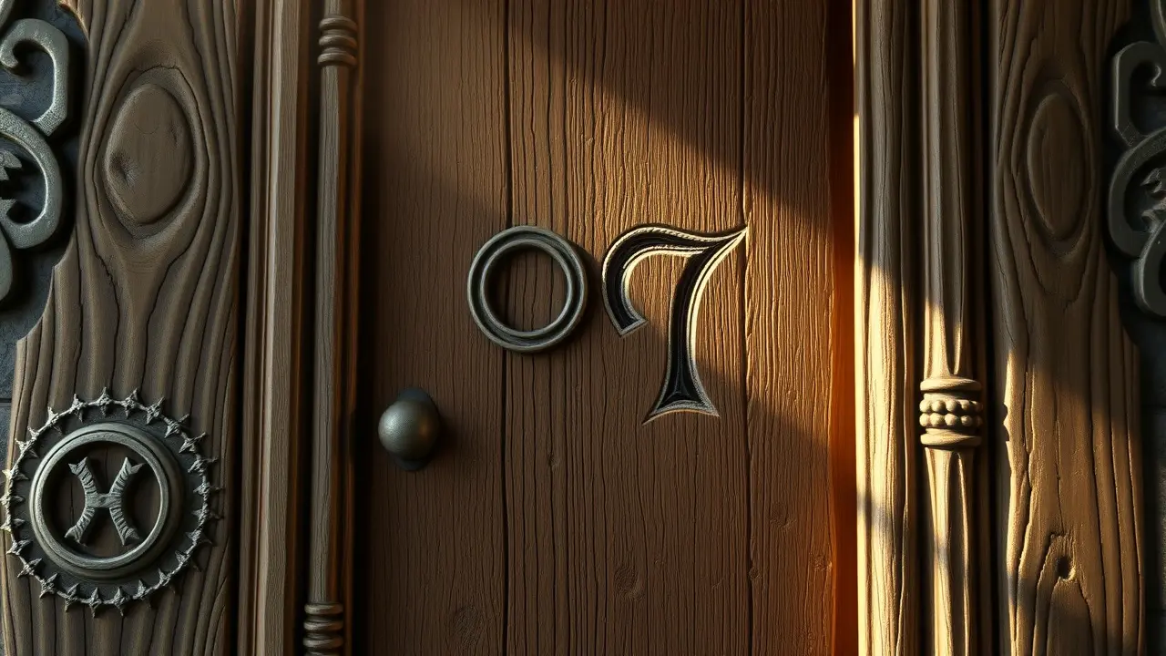 Runa Othala gravada em porta de carvalho antiga