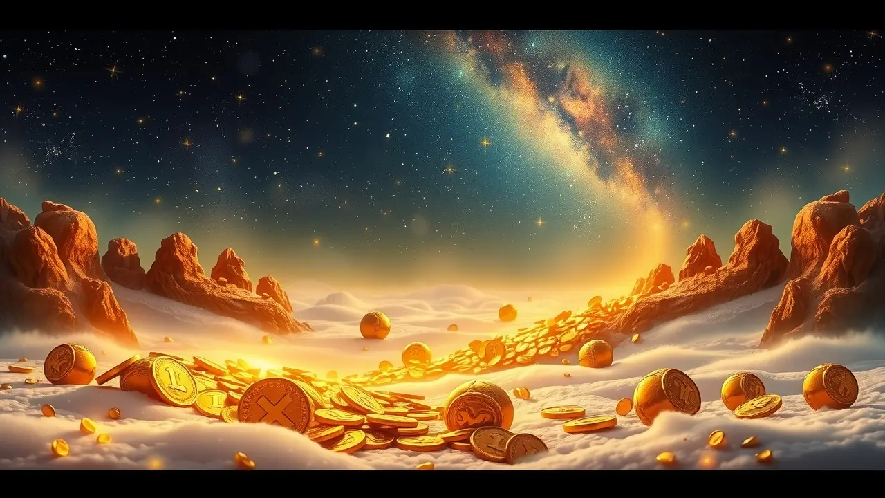 Sonhar com Ouro: Descubra os Significados e Interpretações Moedas e pepitas de ouro brilhando em paisagem mística.