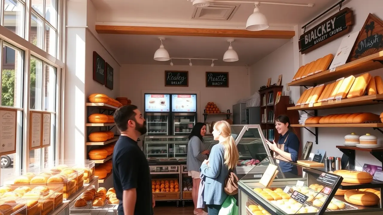 Padaria cheia de pães e doces