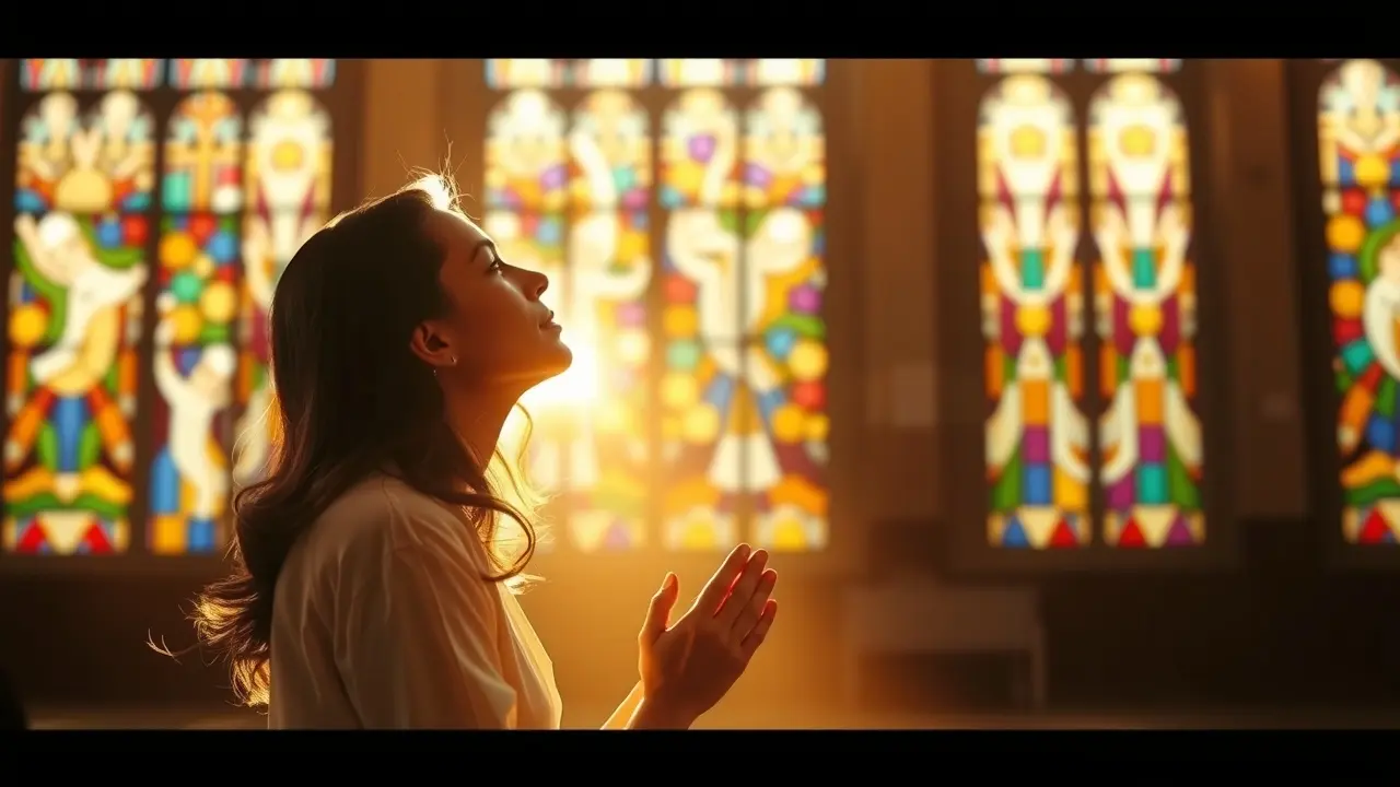 Significado de Sonhar com Pai-Nosso: Interpretações e Reflexões Pessoa rezando em luz dourada, simbolizando fé.