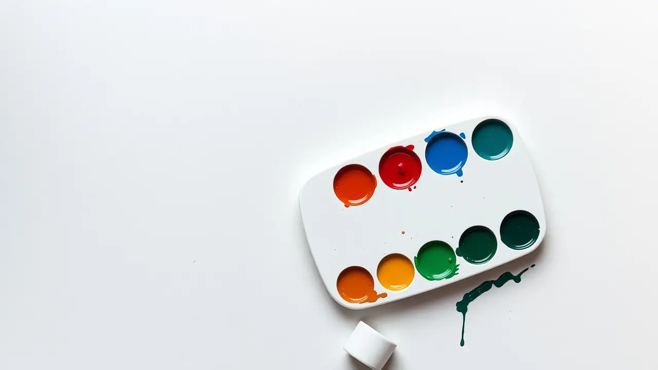 Paleta de pintor com tintas coloridas