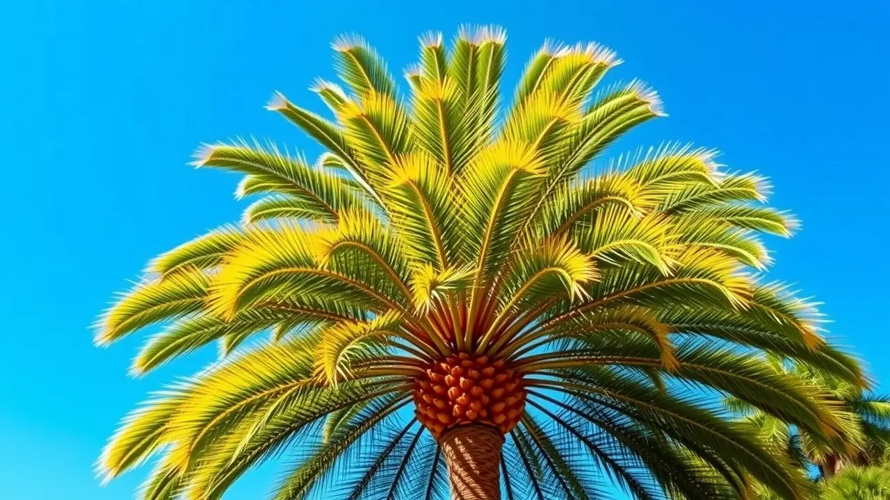 Palmeira Imperial exuberante sob o céu azul