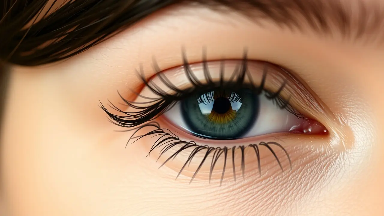 Olho humano com cílios longos e suaves