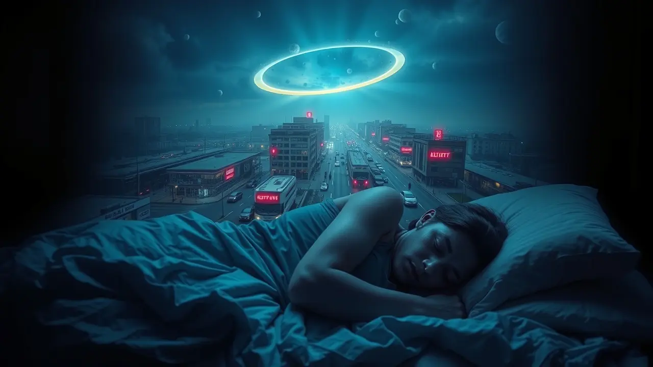 Mulher sonhando com pandemia e caos.