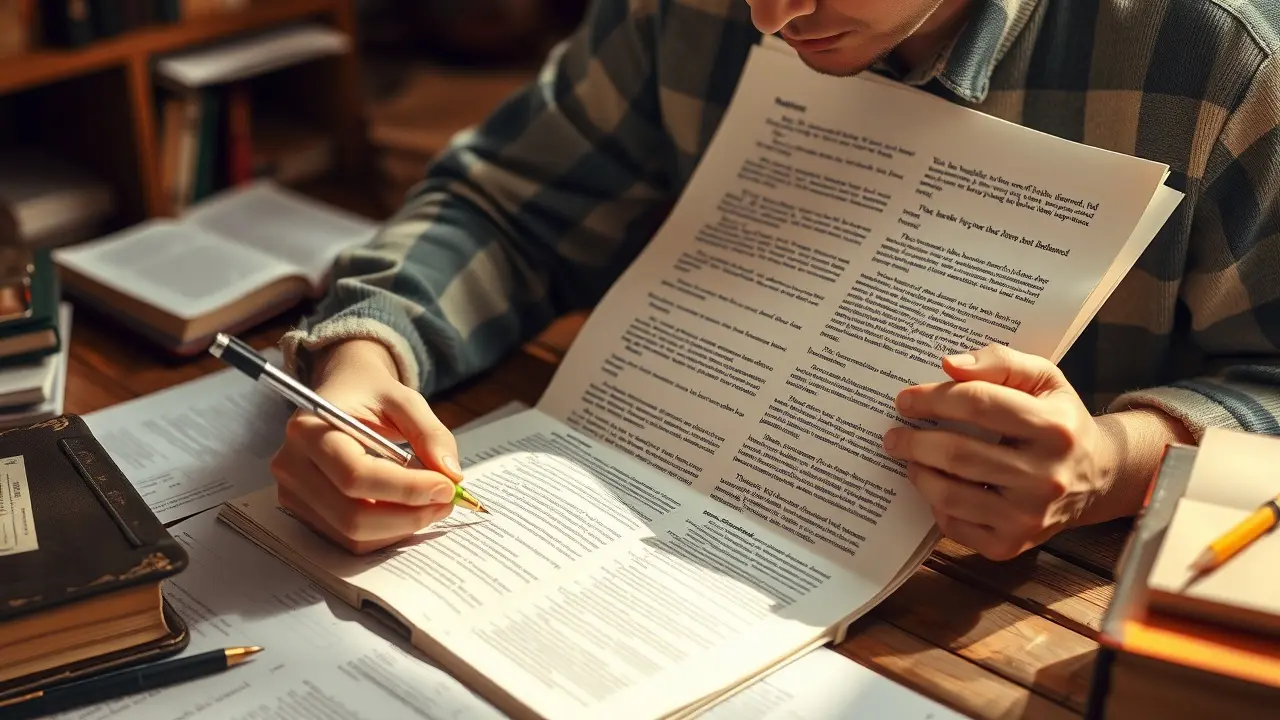 Pessoa estudando e parafraseando um texto.