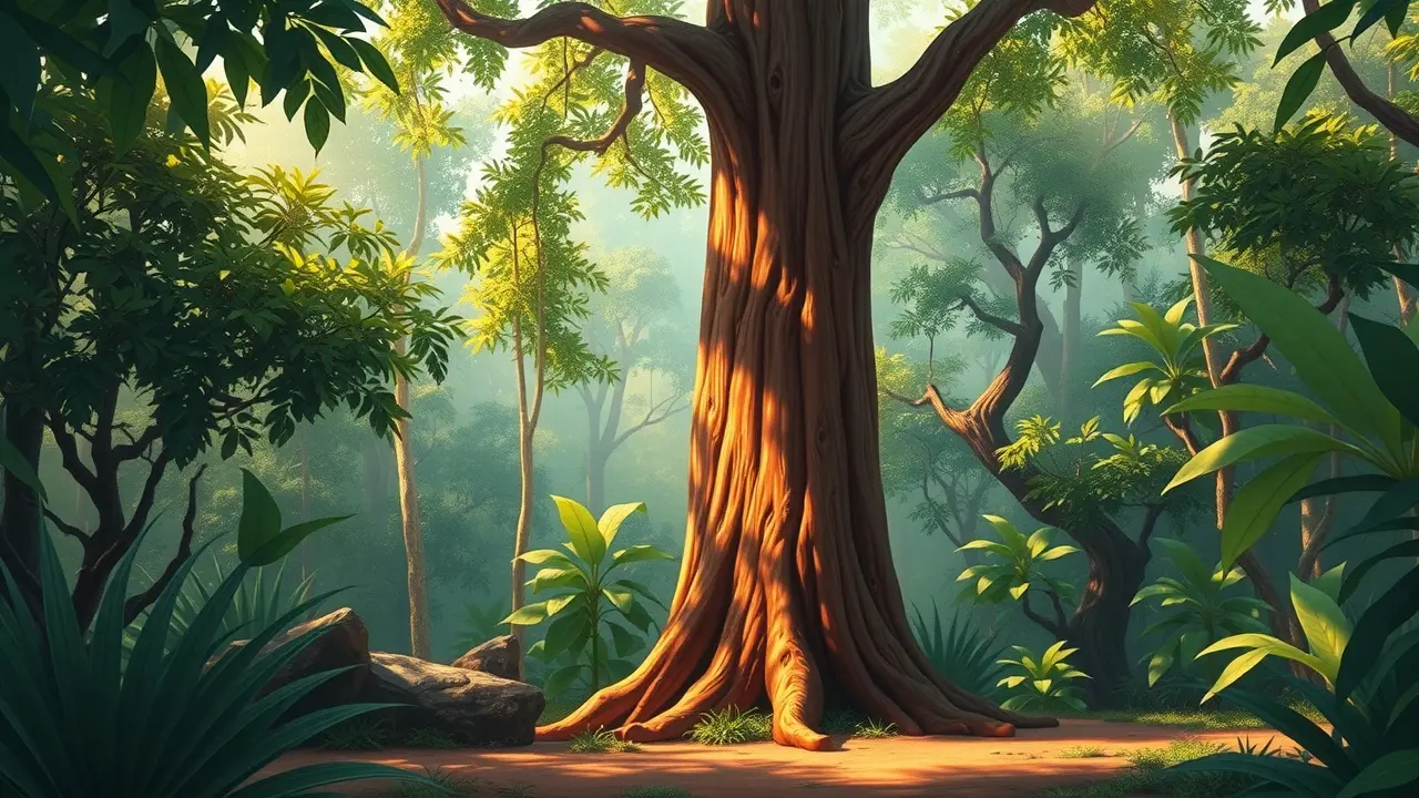 Pau-brasil exuberante na floresta tropical brasileira.