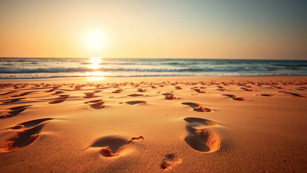 Sonhar com Pegada: Descubra os Significados e Interpretações Pegadas na areia ao pôr do sol.
