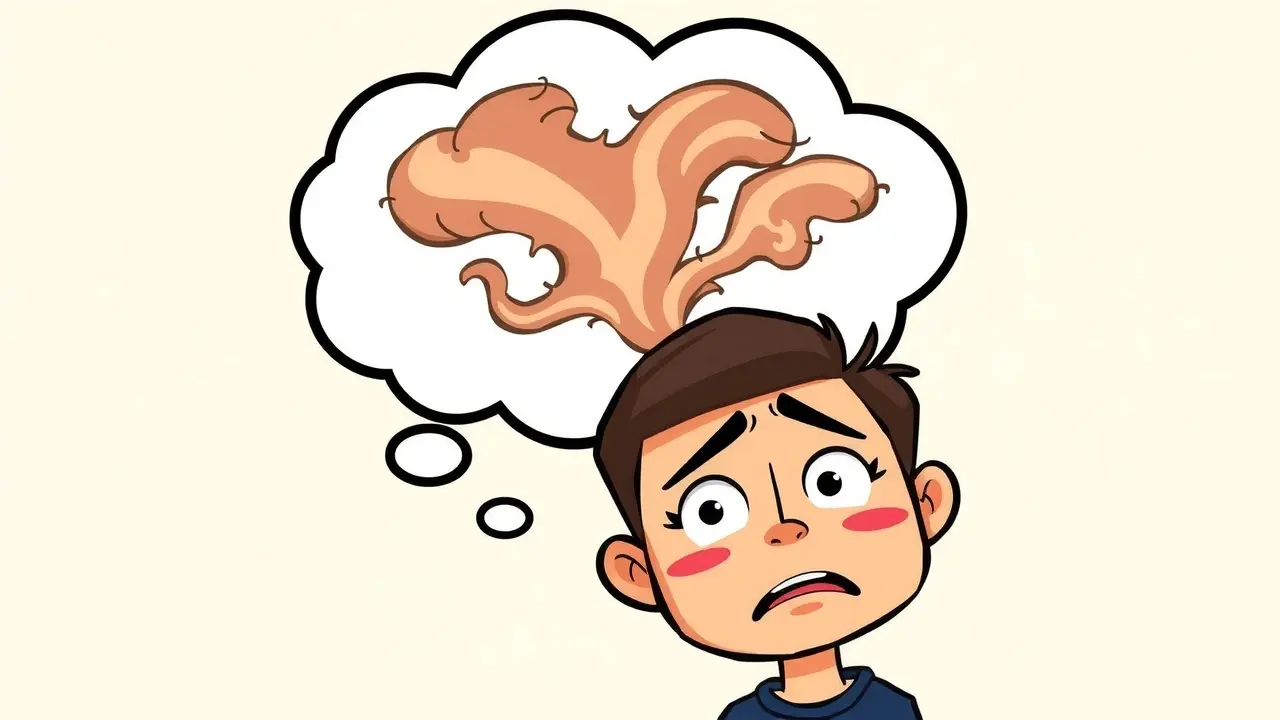 Ilustração de pessoa sonhando com peido