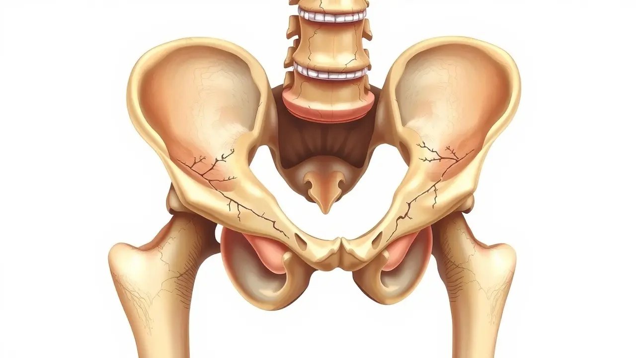 Ilustração detalhada da pelve humana