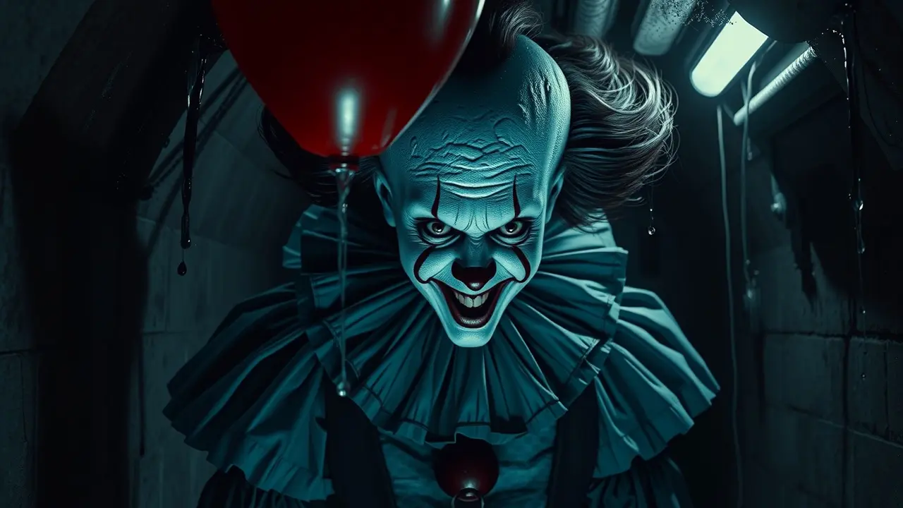 Pennywise em esgoto escuro e assustador