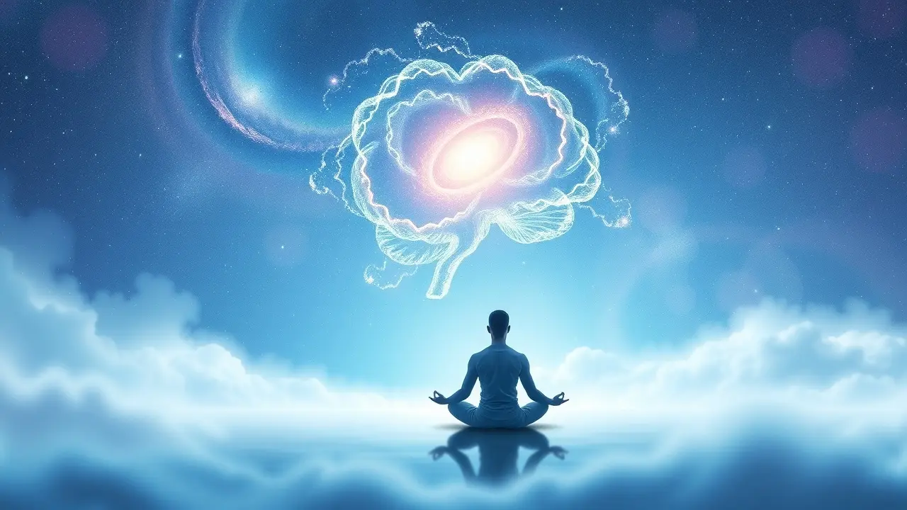Significado de Sonhar com Pensamento: Uma Análise Profunda Pessoa meditando com galáxias representando pensamentos