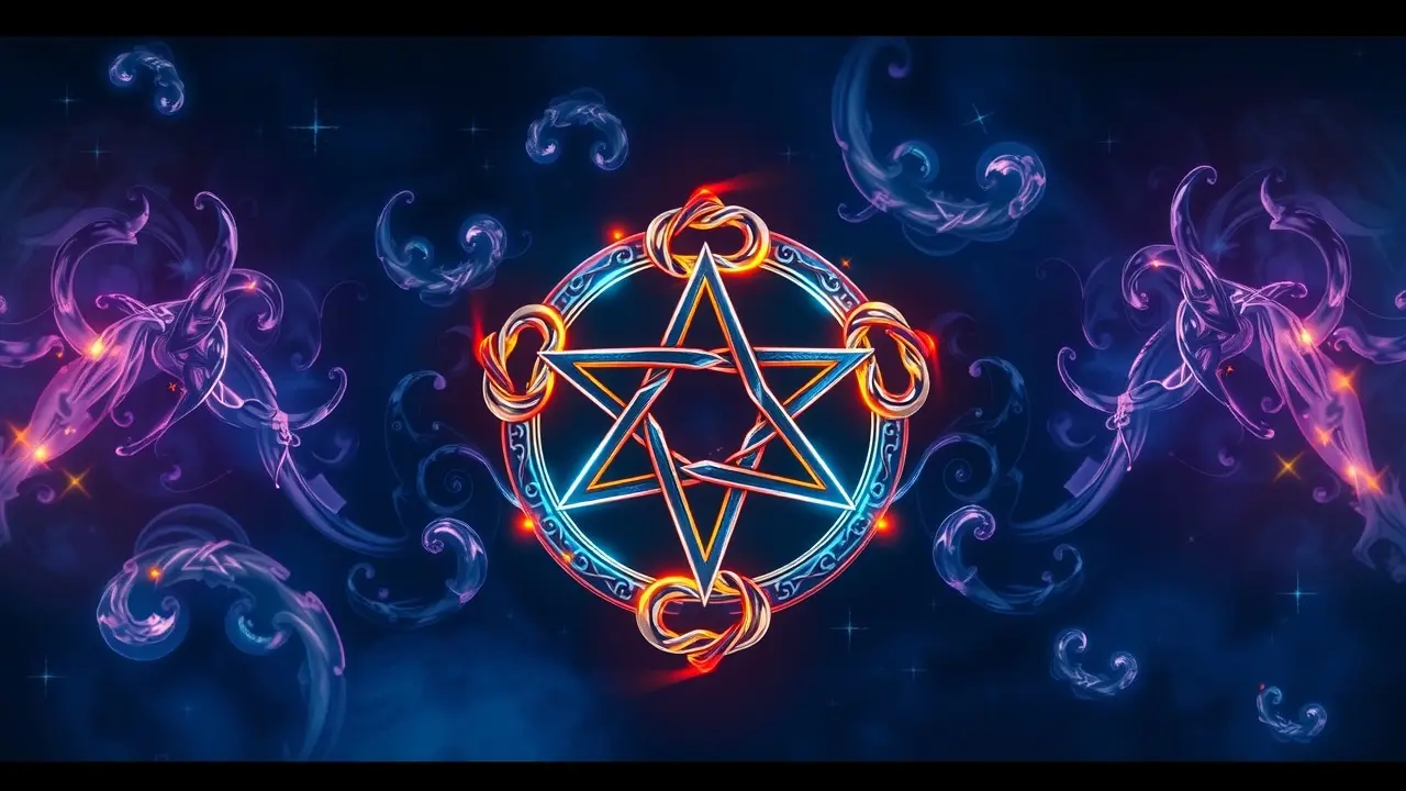 Pentagrama brilhante com energia mística.