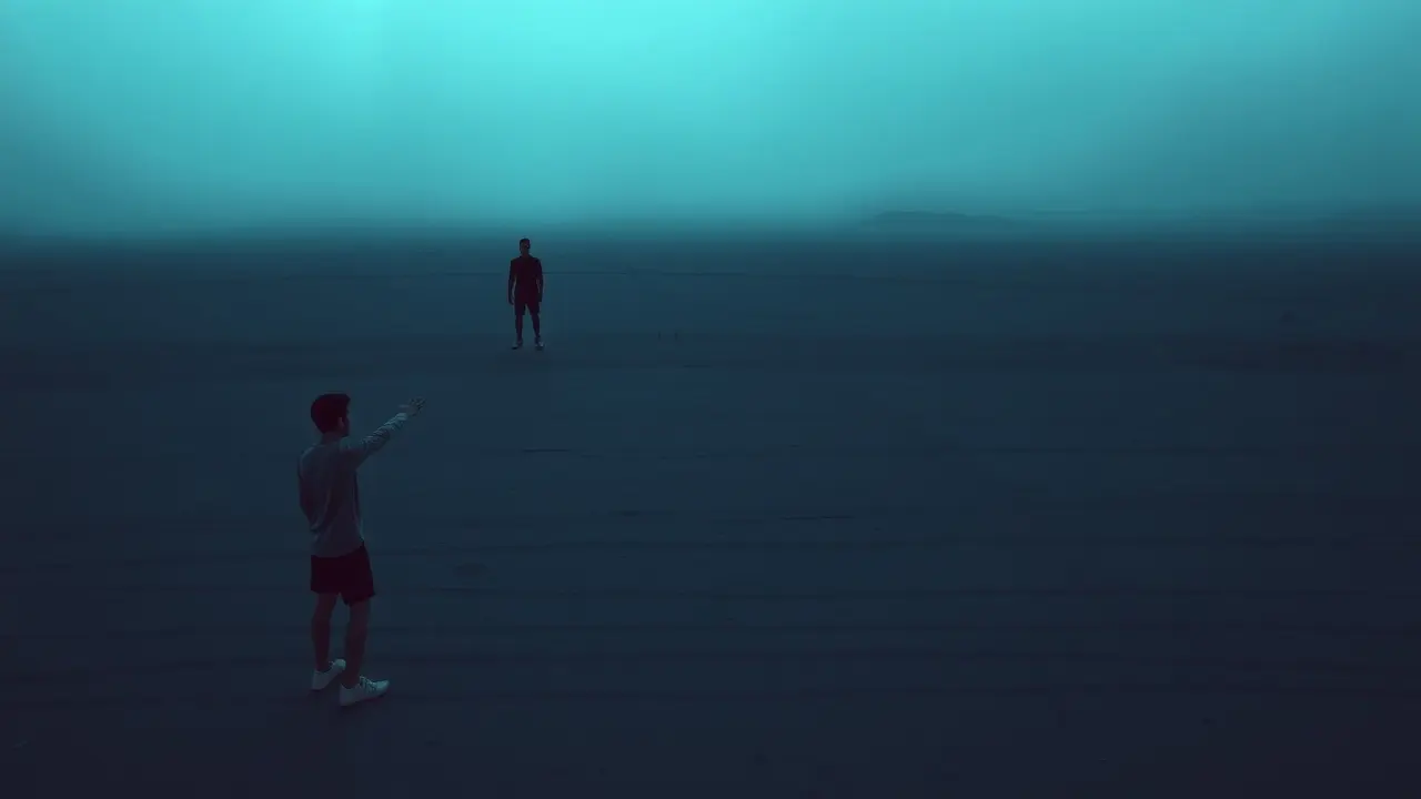 Ilustração de pessoa em paisagem vazia, simbolizando a perda