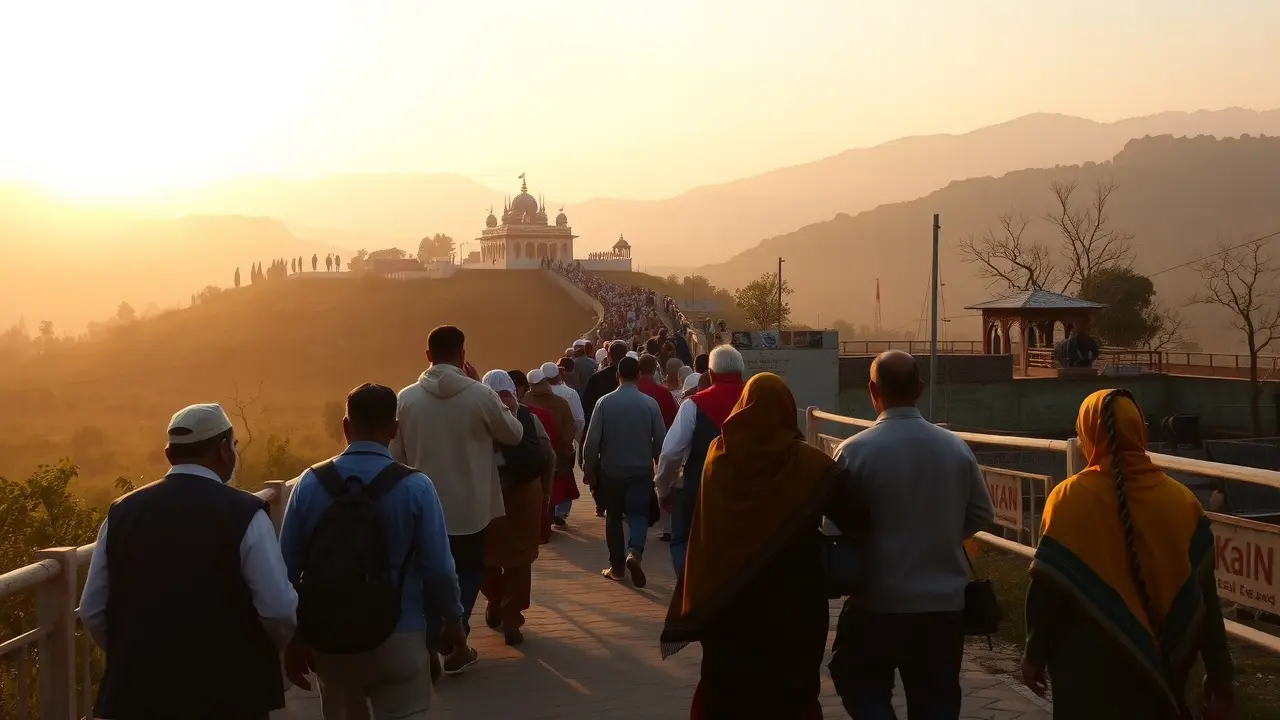 Sonhar com Peregrinação: Descubra o Significado e as Mensagens Ocultas Peregrinos caminhando para templo ao amanhecer