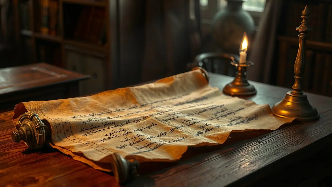 Sonhar com Pergaminho Antigo: Descubra os Significados Ocultos Pergaminho antigo com caligrafia em luz suave