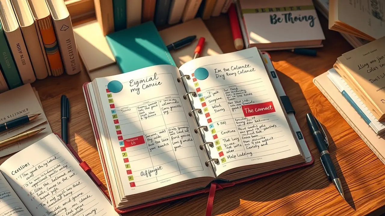 Sonhar com Periodização: Desvende os Significados e Simbolismos Planner organizado com datas e eventos destacados