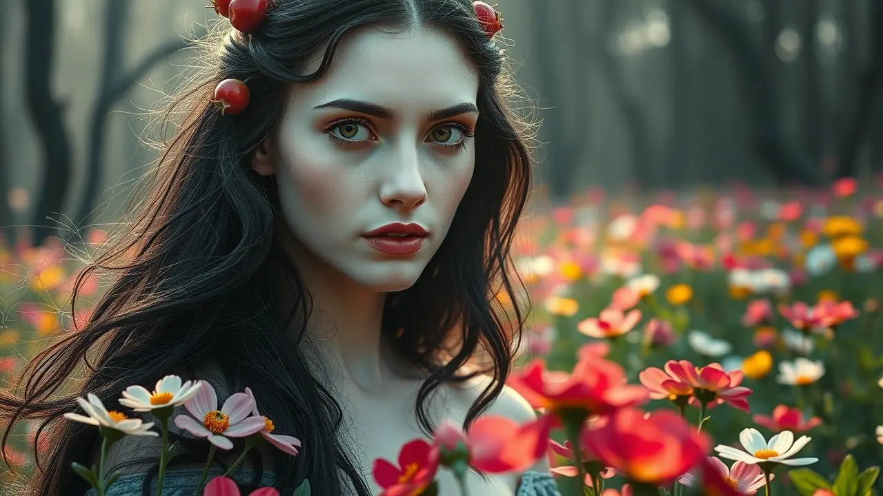 Perséfone entre flores e sombras