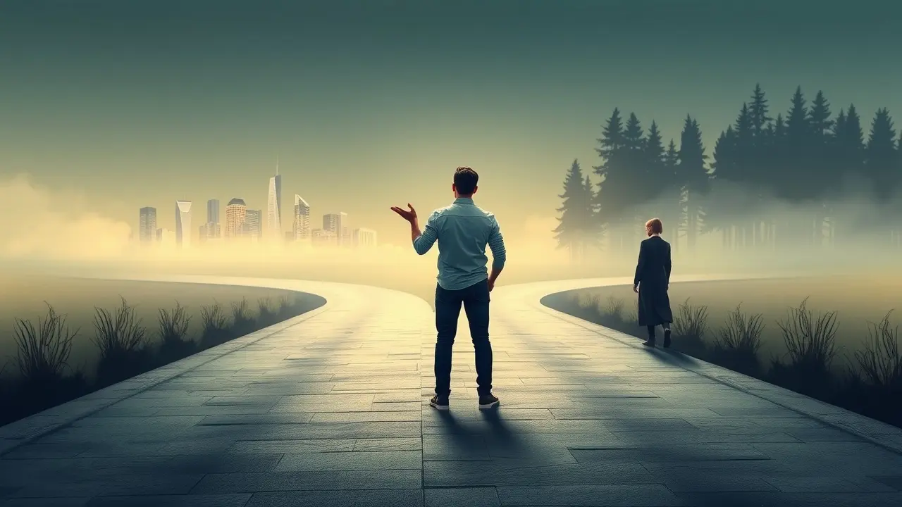 Sonhar com Persuasão: Desvende os Significados Ocultos Pessoa na encruzilhada, persuasão e escolhas.