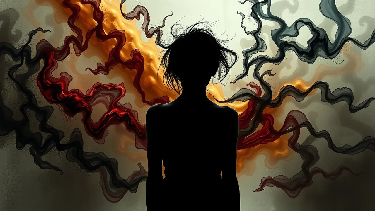Sonhar com Perturbação: Descubra os Significados e Interpretações Pessoa siluetada cercada por caos, representando perturbação emocional.