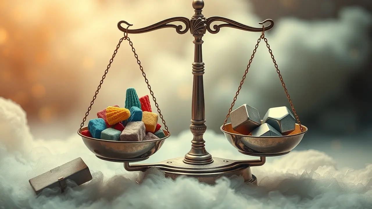 Significado de Sonhar com Pesagem: Descubra as Mensagens Ocultas Ilustração de balança onírica equilibrando emoções e responsabilidades.