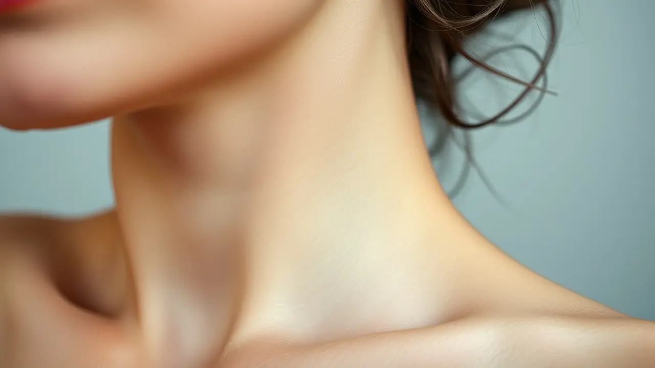 Pescoço humano em close suave.