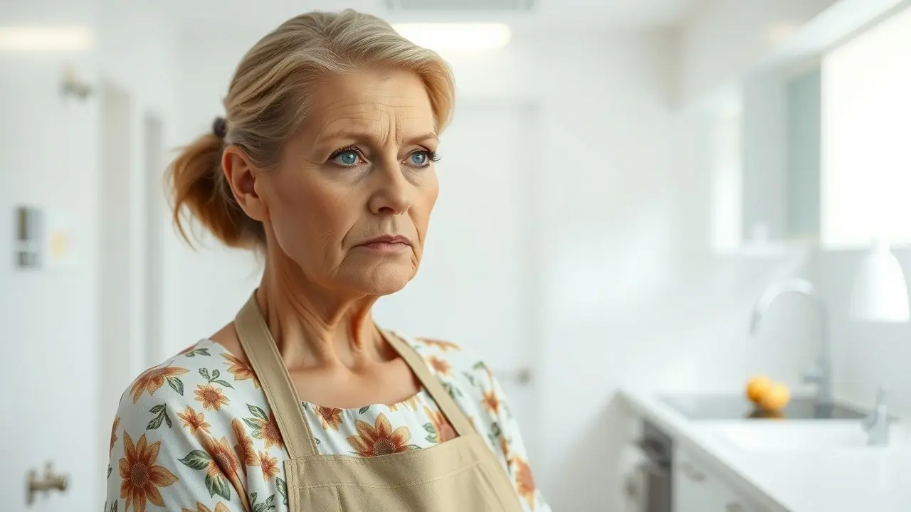 Mulher loira com expressão de desaprovação