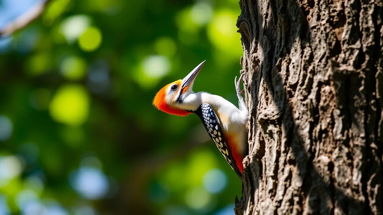 Pica-pau bicando árvore