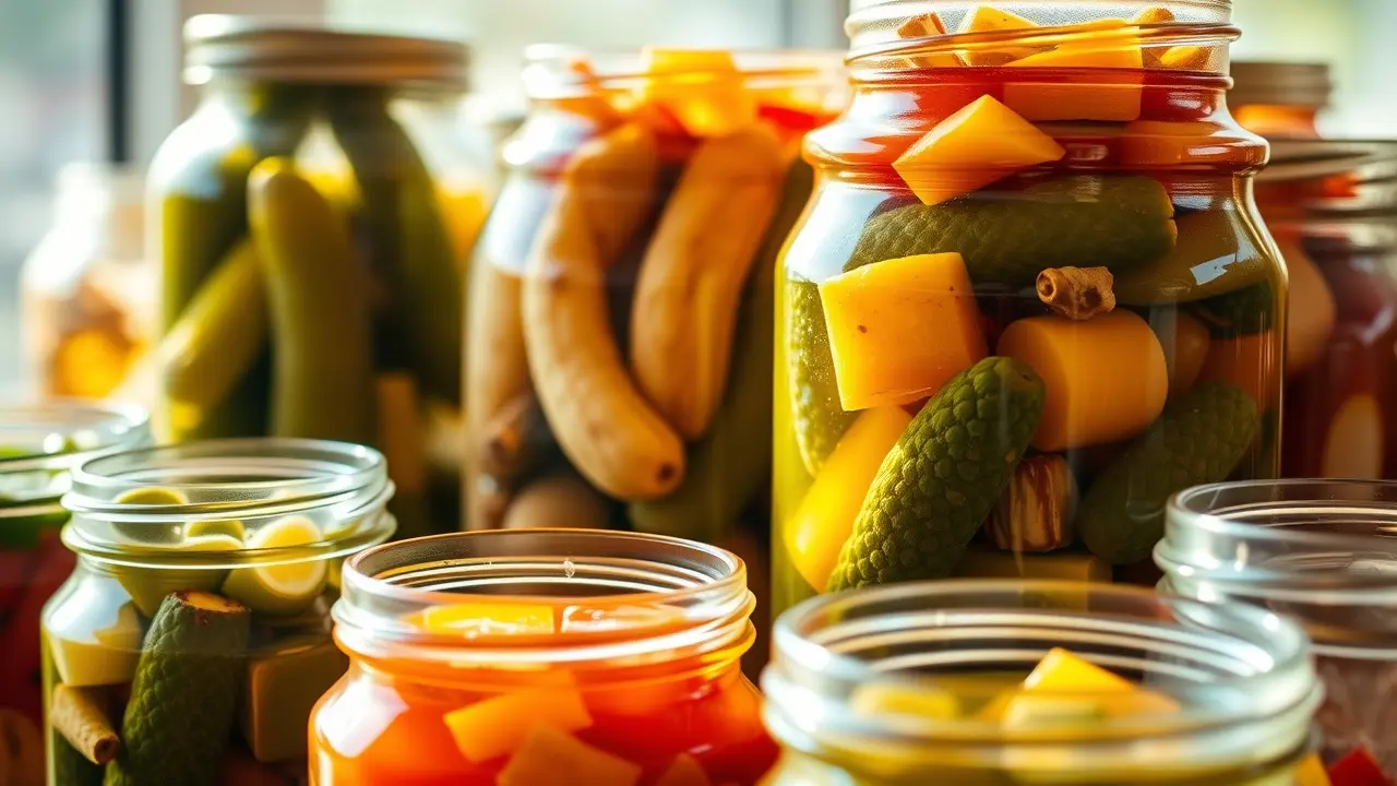Sonhar com Picles: Descubra o Significado e as Interpretações! Picles variados em potes de vidro