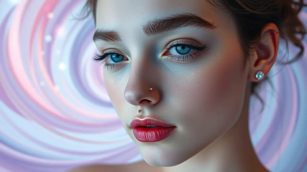 Significado de Sonhar com Piercing: Desvende os Mistérios! Pessoa com múltiplos piercings brilhantes em um sonho.