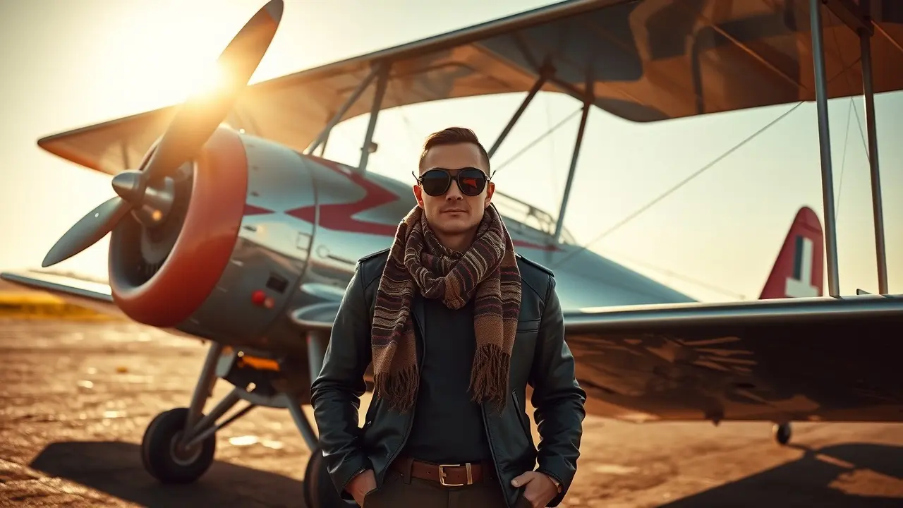 Sonhar com Piloto: Descubra os Significados e Interpretações Piloto de avião vintage em dia ensolarado