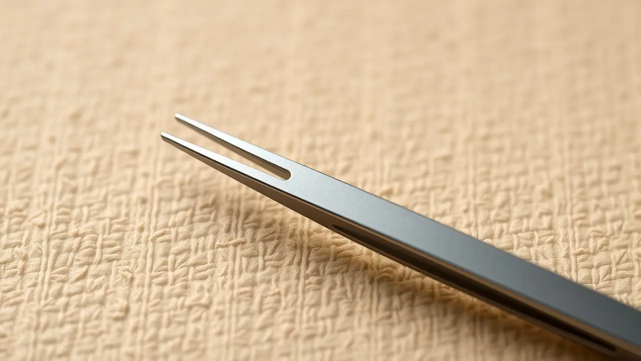 Pinça de prata em fundo bege