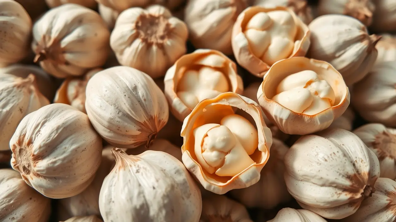 Pinhões frescos abertos mostrando a semente comestível.