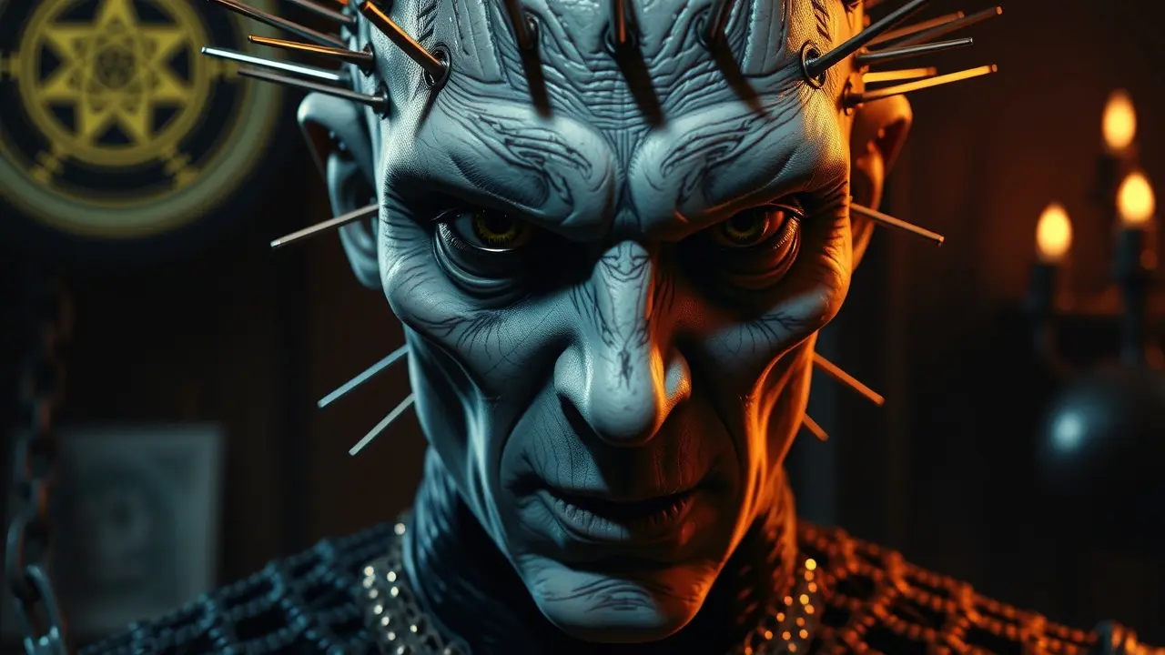 Pinhead de Hellraiser com pregos na cabeça