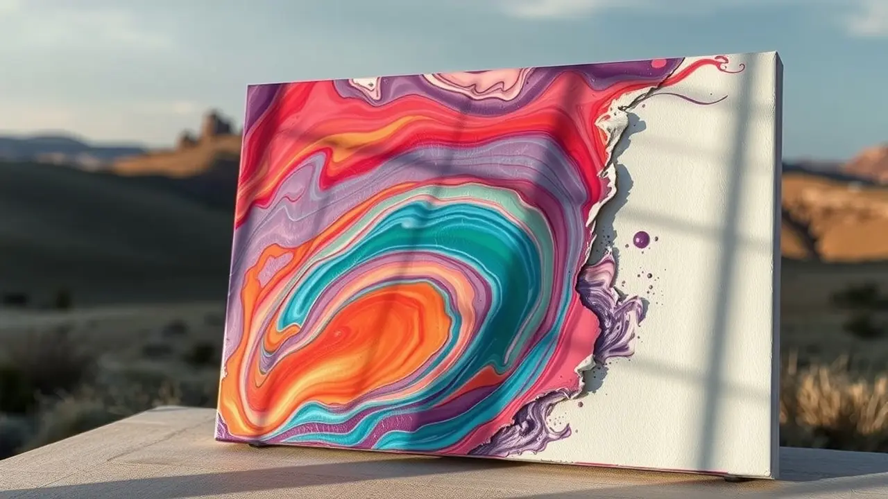 Tela com tinta colorida, simbolizando sonho com pintura.