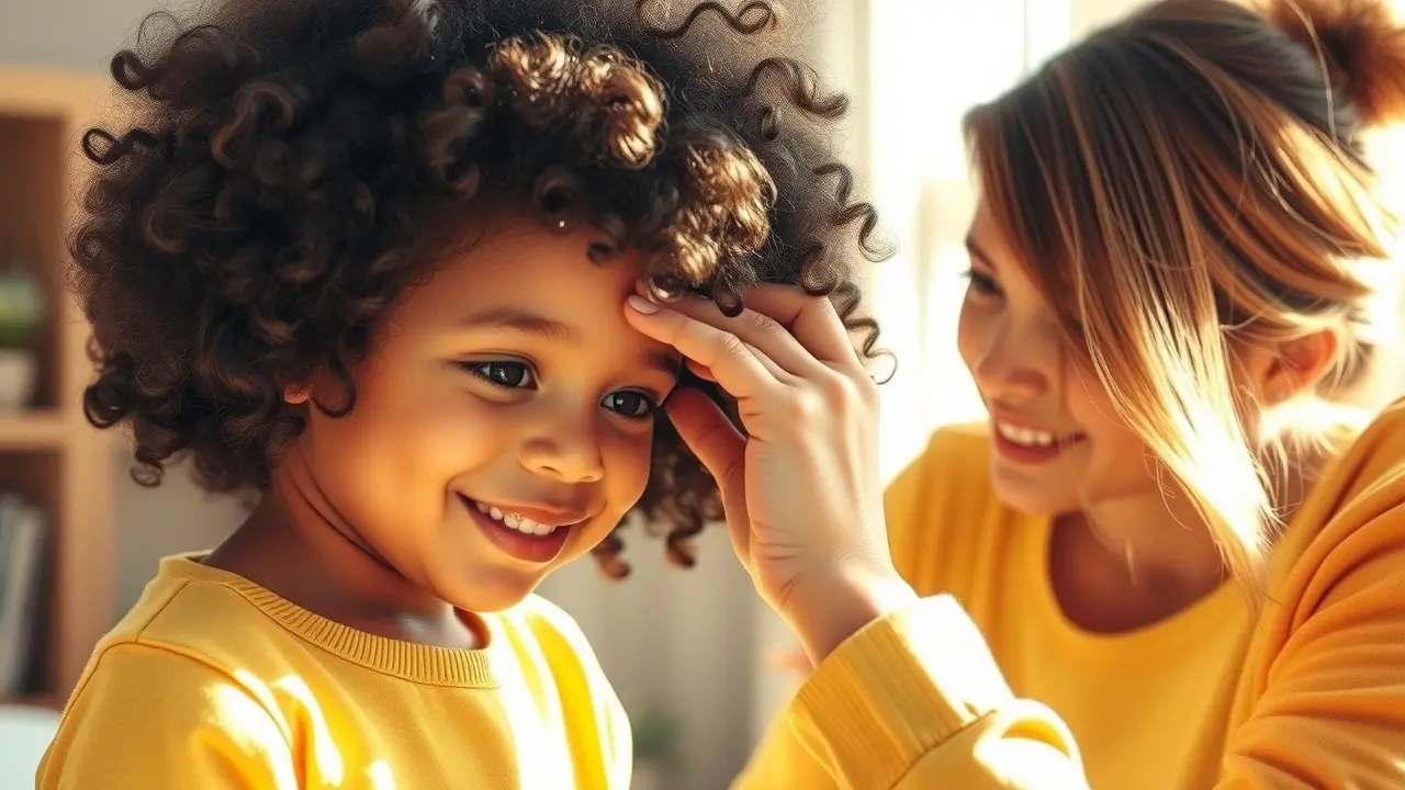 Pai examinando cabelo de criança procurando piolhos