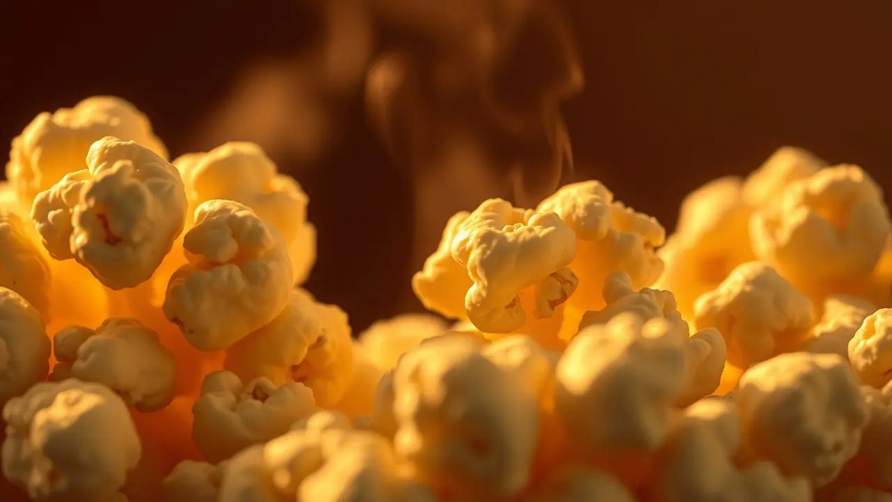 Pipoca estourando em close-up.
