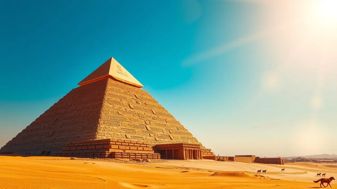 Pirâmide dourada no deserto