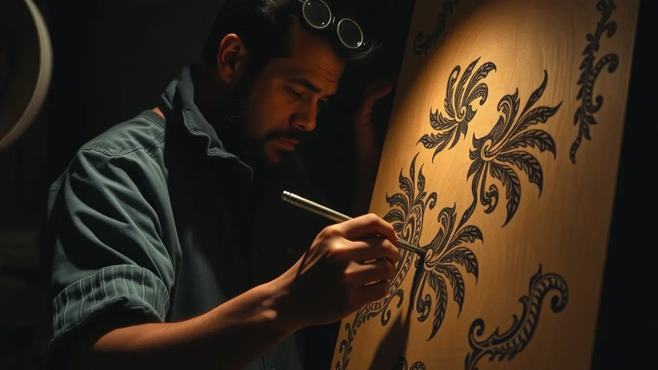 Sonhar com Pirografia: Desvende os Significados Ocultos Artesão fazendo pirografia em madeira